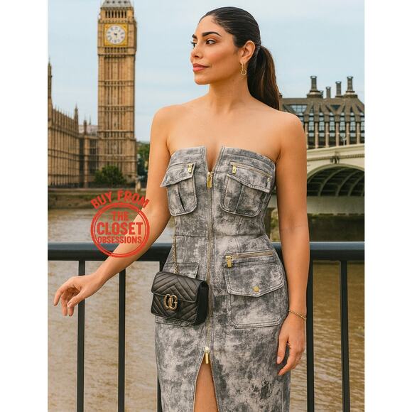 ZARA Blogger Favorite Strapless Utility Midi Dress NWT โ Cotton Cargo Chic, Sz M - Picture 6 of 16